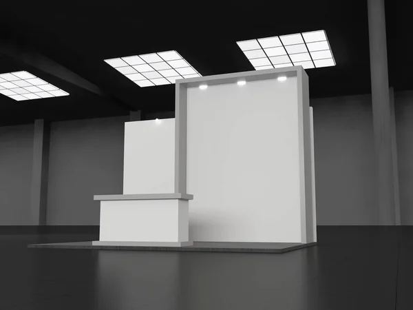 Stand blanco y negro, cabina, quiosco, puesto. Renderizado 3D — Foto de Stock