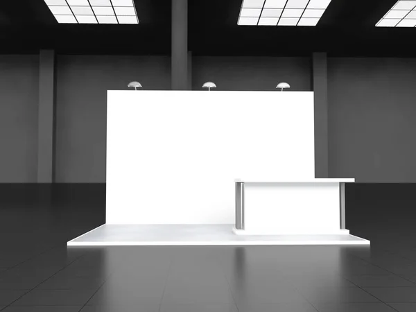 Schwarz-weißer Stand, Stand, Kiosk, Stand. 3D-Renderer — Stockfoto