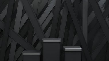 Göstermelik yayalar, tasarım platformu, boş ürün standı. 3B görüntüleme.