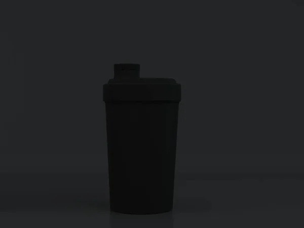 Ein abstrakter dunkler Blick auf ein schwarzes reflektierendes Shaker Pint förmiges Bierglas mit Kondensation auf einem isolierten dunklen Hintergrund 3D-Renderings — Stockfoto