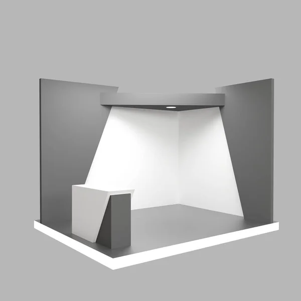 Sergi standı modelleme, damgalama ve kurumsal kimlik gösterimi için kullanılan sade beyaz — Stok fotoğraf