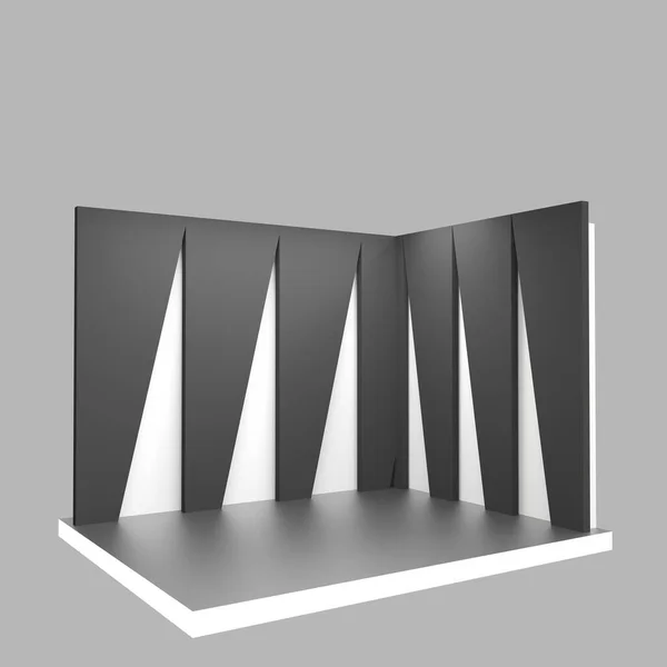 白黒展示ブース3Dレンダリング — ストック写真
