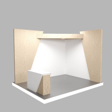 Sergide ya da TV ekranlı ticaret fuarında boş stand tasarımı