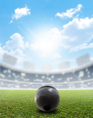 Shotput topu Stadyumu ve yeşil çim