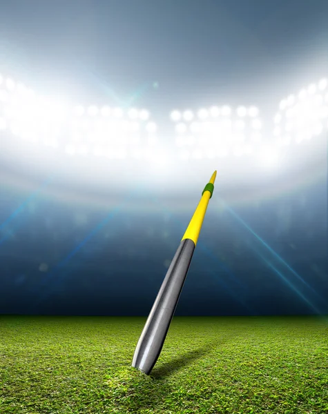 Javelin In Generic Floodlit Stadium — Stock Photo, Image