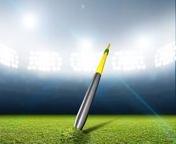 Javelin In Generic Floodlit Stadium — Stock Photo, Image