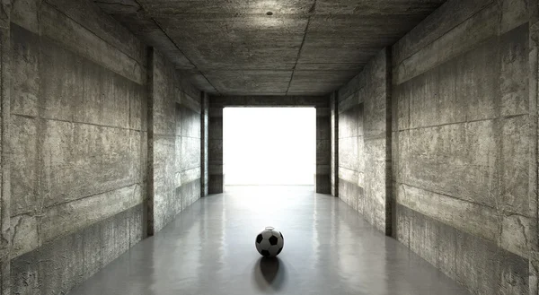 Fotbalový míč sportovní stadion tunel — Stock fotografie
