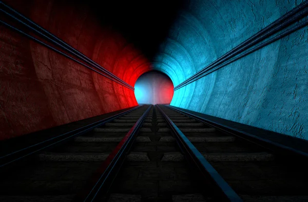 Železniční tratě a možnosti rozdělení tunelu — Stock fotografie