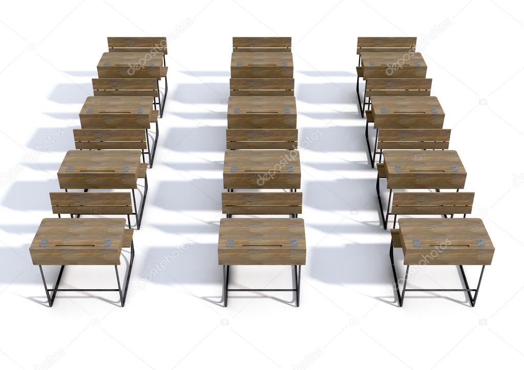 Vintage Wooden School Desk Stock Photo Albund 108644370 A 3d Rendering Of An Array Vintage Wooden School Desks Set Out In Rows On Isolated White Studio Background Photo By Albund