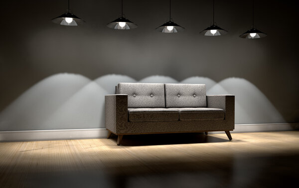 Modern Couch And Retro Lights