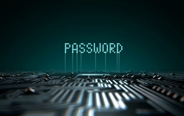 Circuit Board Projecting Password — Stock Photo, Image