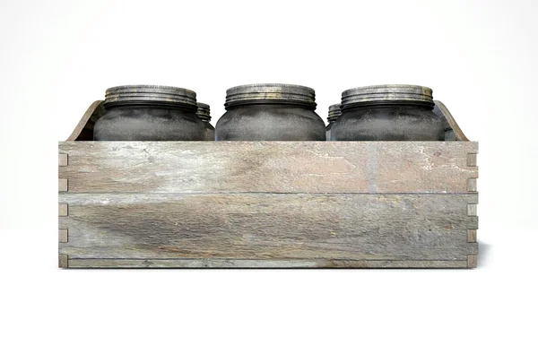 Vasetti di whisky in una cassa — Foto Stock