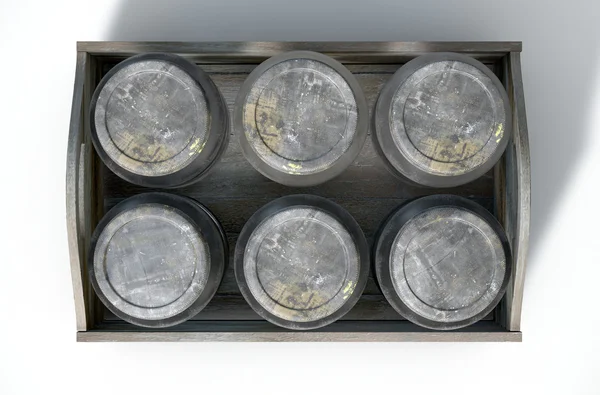 Frascos de uísque em uma caixa — Fotografia de Stock