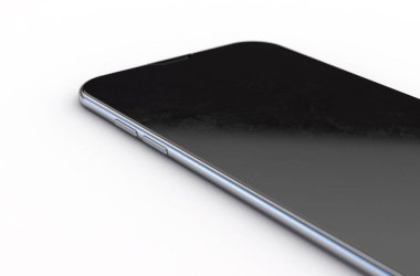 Ekran yüzeyinde toprak, mikrop ve virüs parçacıkları bulunan genel akıllı telefonun konsept görüntüsü - 3D görüntüleme