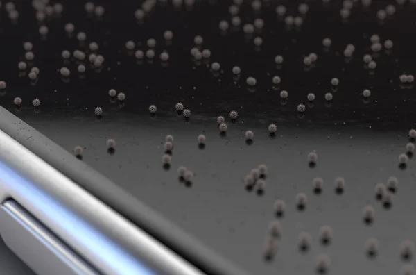 Concept Image Generic Smartphone Dirt Germ Virus Particles Resting Screens — Stock Photo, Image