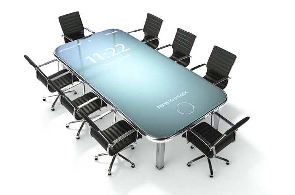 Modern Concept Showing Array Boardroom Office Chairs Convened Meeting Illuminated — Stock Photo, Image