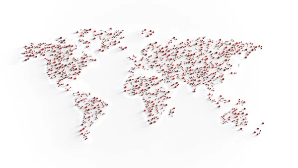 Flat World Map Halftone Edges White Textured Background Showing Red — Stock Photo, Image