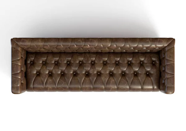 Lungo Divano Lusso Pelle Chesterfield Uno Sfondo Isolato Studio Bianco — Foto Stock