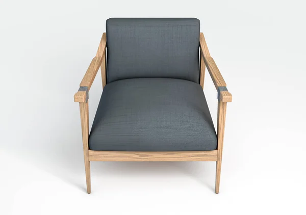 Modern Szürke Párnázott Fotel Egy Elszigetelt Fehér Stúdió Háttér Render — Stock Fotó