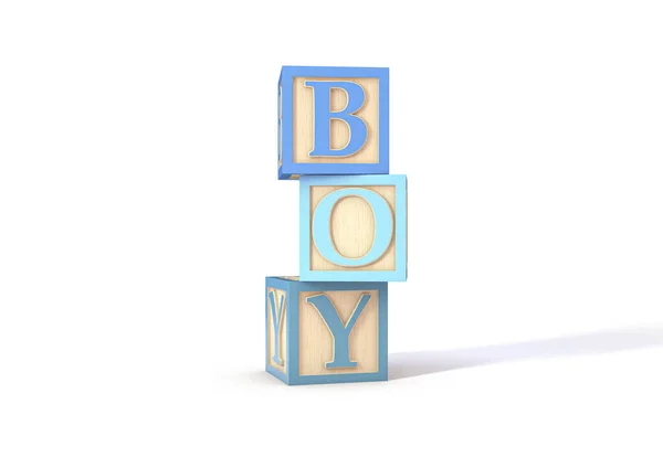 Ein Stapel Hölzerner Spielzeugbuchstabenblöcke Blautönen Die Aufgestellt Wurden Das Wort — Stockfoto