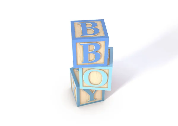 Stos Drewnianych Bloków Literowych Zabawek Odcieniach Niebieskiego Ustawionych Aby Przeliterować — Zdjęcie stockowe