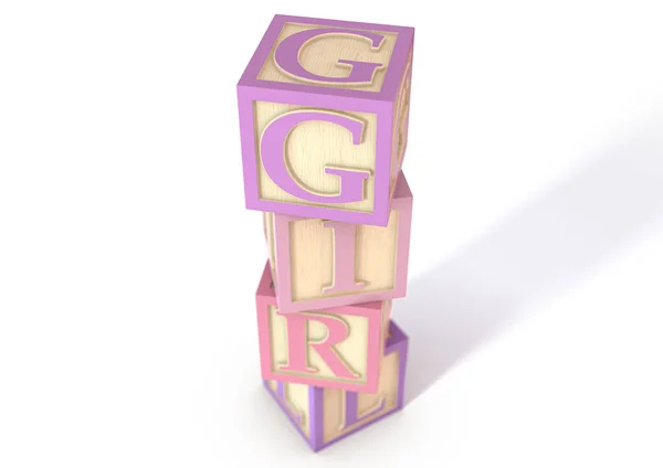 Ein Stapel Hölzerner Spielzeugbuchstabenblöcke Rosatönen Die Aufgestellt Wurden Das Wort — Stockfoto