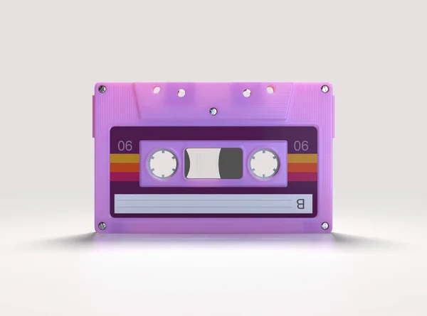 Концепция Показывающая Розовую Винтажную Аудиокассету Изолированном Фоне Рендеринг — стоковое фото
