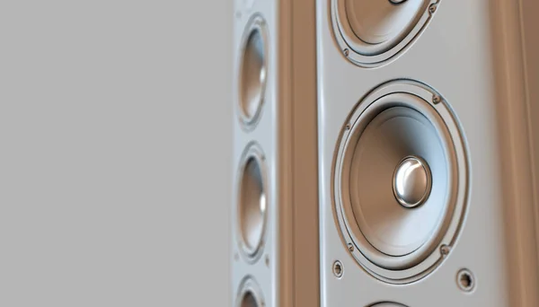 Modern White Surround Sound Speaker Arrangment Light Backlit Studio Background — Stock Photo, Image