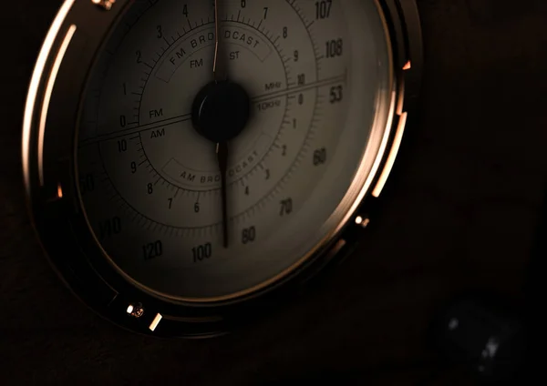 Close View Dial Vintage Radio 1930 Dark Moody Background Render — Foto de Stock