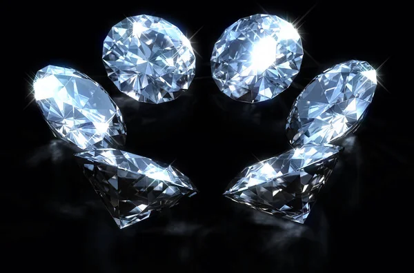 Een Close Van Een Cirkelvormige Reeks Geslepen Diamanten Een Zwarte — Stockfoto