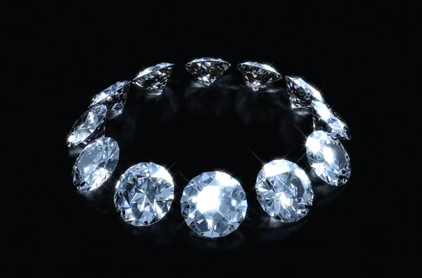 Una Vista Cerca Una Matriz Circular Diamantes Tallados Sobre Fondo —  Fotos de Stock