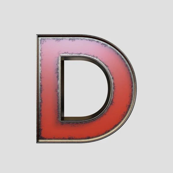 Metallbuchstabe D im Vintage Stil, Retro Buchstaben aus Metall