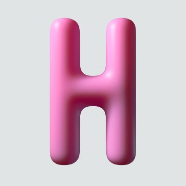 İzole edilmiş bir arkaplanda sakız malzemesinden yapılmış bir konsept harf H - 3 boyutlu oluşturma