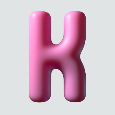 İzole edilmiş bir arkaplanda sakız malzemesinden yapılmış bir K harfi - 3 boyutlu oluşturma