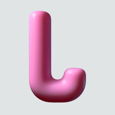 İzole edilmiş bir arkaplanda sakız malzemesinden yapılmış L harfi - 3 boyutlu oluşturma