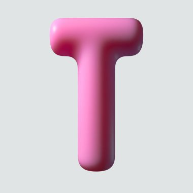 İzole edilmiş bir arkaplanda sakız malzemesinden yapılmış bir T harfi - 3 boyutlu görüntüleme