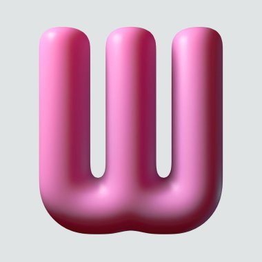 İzole edilmiş bir arkaplanda sakız malzemesinden yapılmış W konsepti bir harf - 3D görüntüleyici