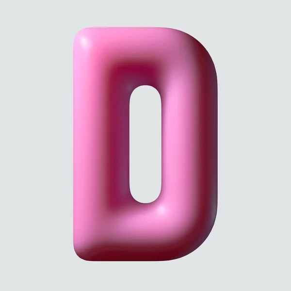 在孤立背景下咀嚼口香糖材料的概念字母D 3D渲染 — 图库照片