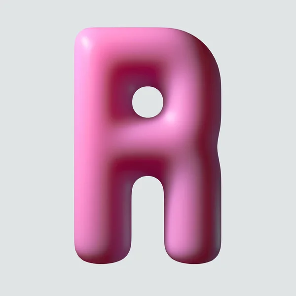 用孤立背景下的口香糖材料制成的概念字母R 3D渲染 — 图库照片