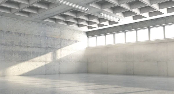 Interior Light Empty Industrial Room Made Mostly Concrete Row Small — Stock Photo, Image