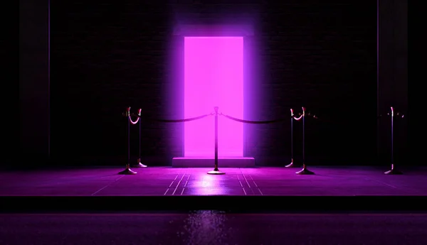 Una Escena Nocturna Fuera Entrada Una Discoteca Emitiendo Una Luz — Foto de Stock