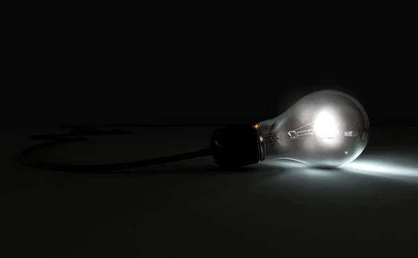 Concepto Cable Luz Drapeado Con Una Bombilla Estándar Brillantemente Iluminada — Foto de Stock