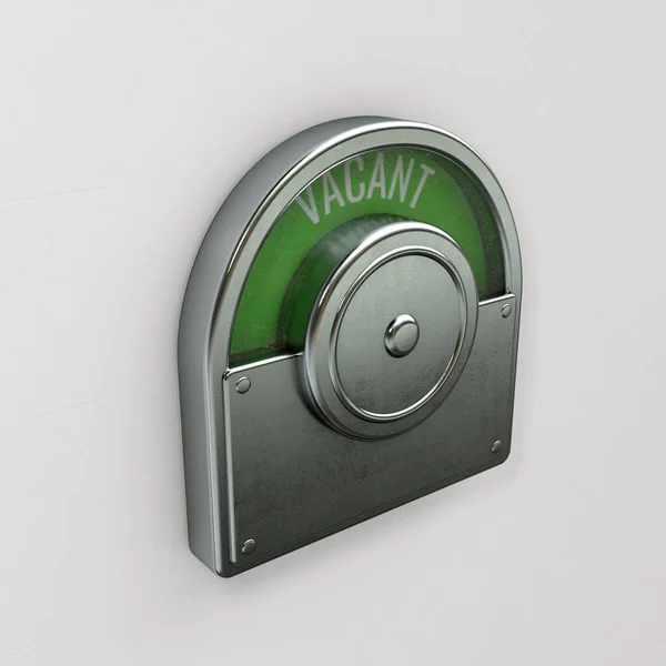 Publiczny Mechanizm Drzwi Metalowych Toalety Wskazujący Zielony Puste Miejsce Białym — Zdjęcie stockowe