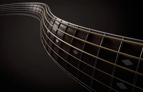 Conceito Surreal Close Forma Wavey Fretboard Pescoço Guitarra Madeira Escura — Fotografia de Stock