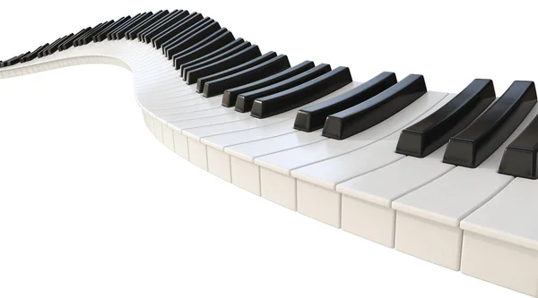 Concetto Onda Tasti Pianoforte Sfondo Bianco Rendering — Foto Stock