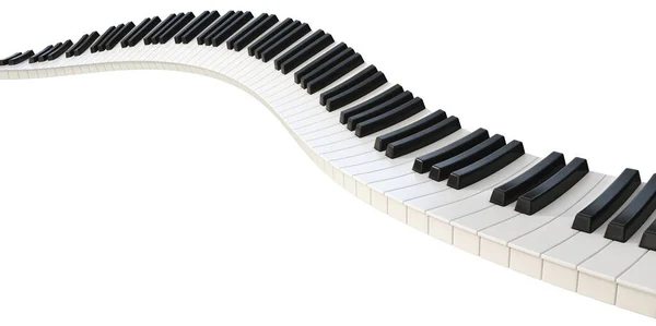 Concetto Onda Tasti Pianoforte Sfondo Bianco Rendering — Foto Stock