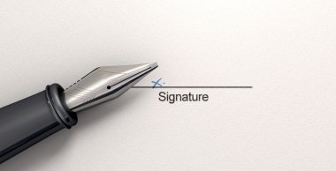 Signature X And Fountain Pen clipart