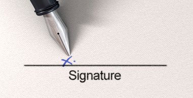 Signature X And Fountain Pen clipart