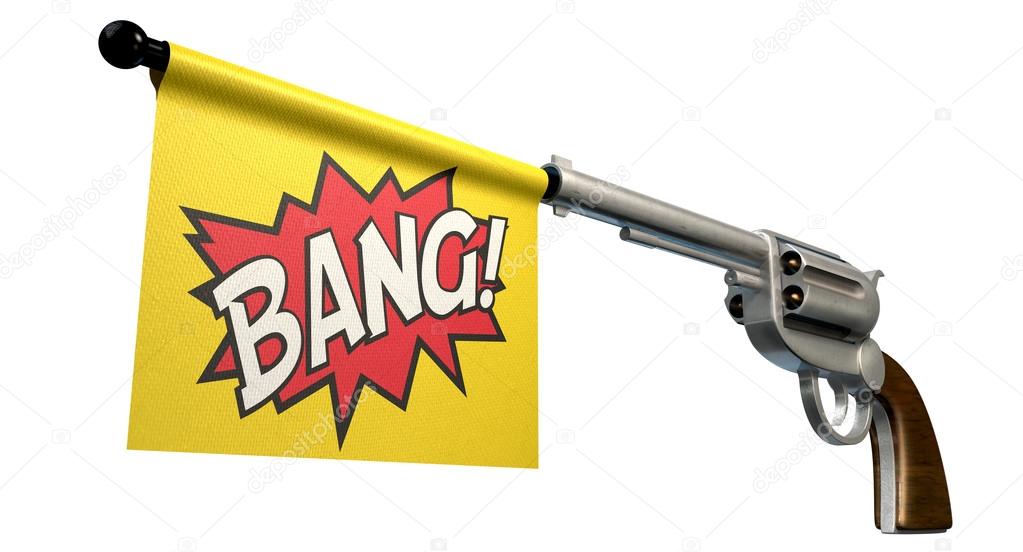 Pistolet Bang Drapeau image libre de droit par albund © #52664539