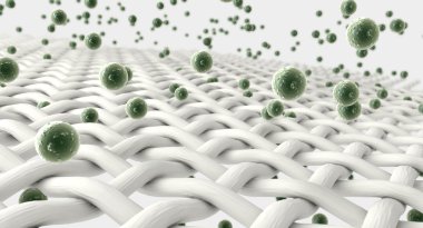 kumaş ve mikrop mikro parçacıklar